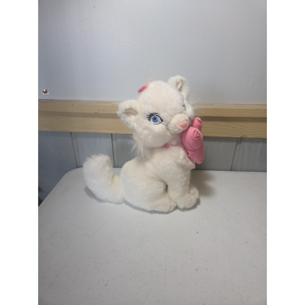 Vintage Walt Disney Aristocats Marie Cat Kitten Pink Bow White Plush Stuffed Toy